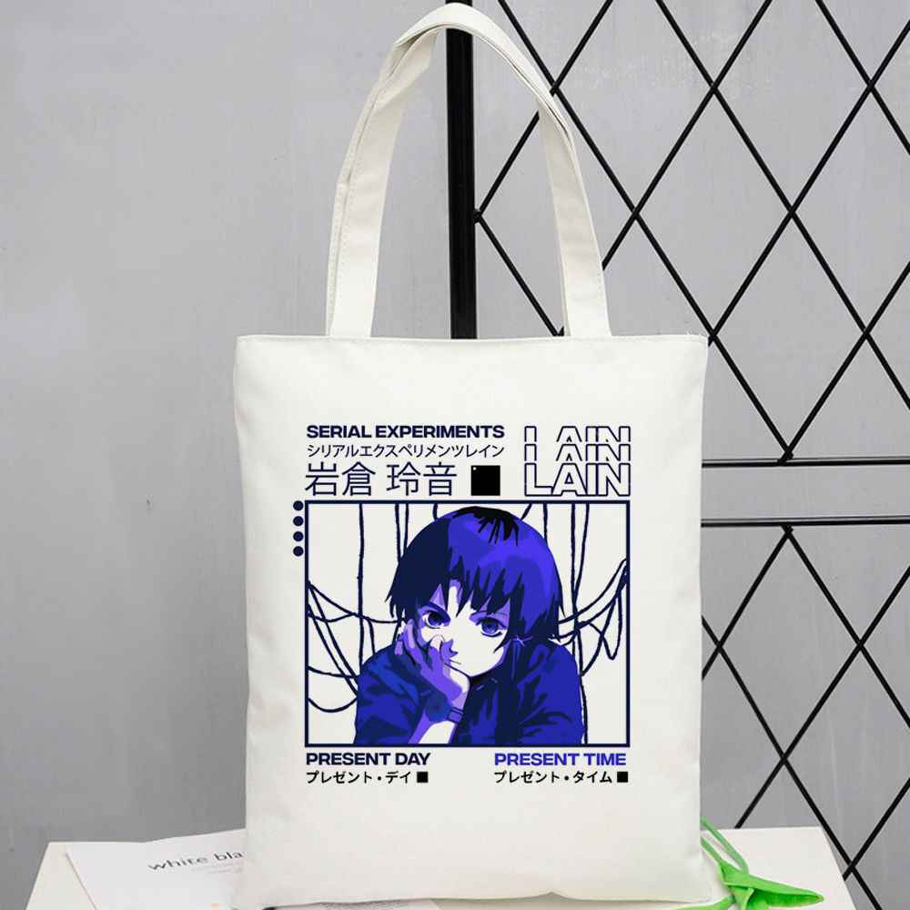 Sustainable Living Usa - กระเป๋าผ้าแคนวาสลาย Serial Experiments Lain พิมพ์ลายศิลปะ ดิจิทัล